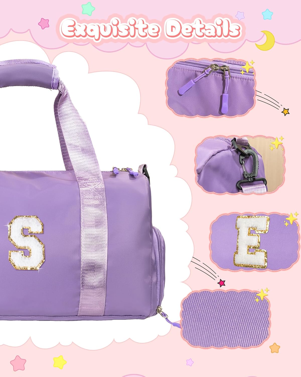 Birthday Gift for Granddaughter-Girl Gym Bag with Shoe Compartment, Kid Personalized Weekender Overnight Bags, Initial Travel Tote with Makeup Pouch, Christmas Gifts for Girls (Letter Z)