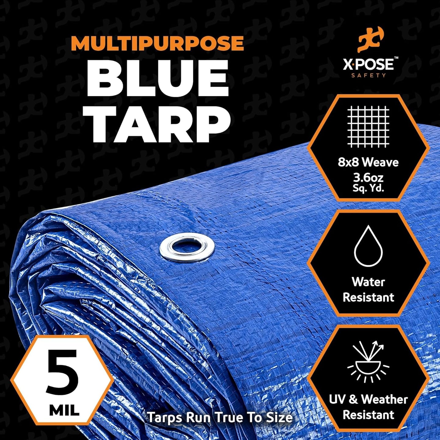 Better Blue Poly Tarp 20' x 25' - Multipurpose Protective Cover - Lightweight, Durable, Waterproof, Weather Proof - 5 Mil Thick Polyethylene - by Xpose Safety
