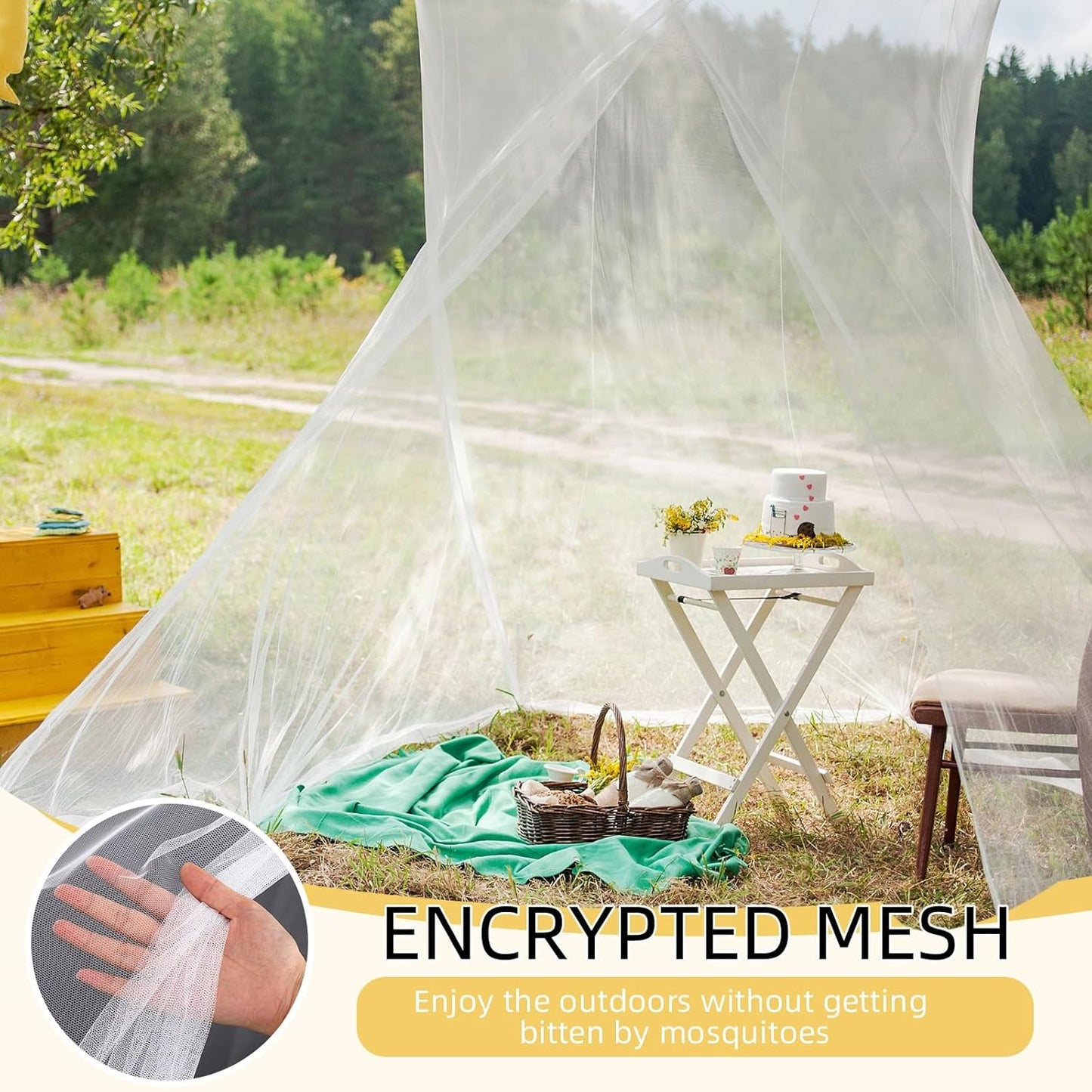 4 Corners Mosquito Net for Mosquiteros para Camas Bed Canopies Netting Bed Drapes Rectangular Mosquito Mesh for Camping Home Outdoor Travel(White,L87 X W79 X H79 Inch,Opening)