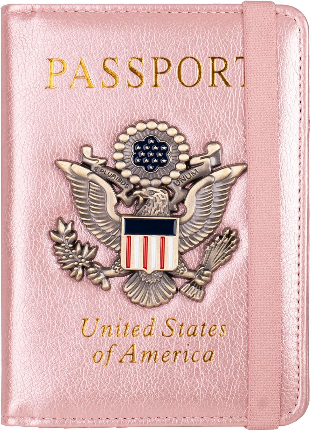 TOURSUIT RFID Passport and Vaccine Card Holder Combo, Travel Document Case Cover, Leather Wallet Organizer Women with Vax Vaccination Protector Slot (Rose Gold)
