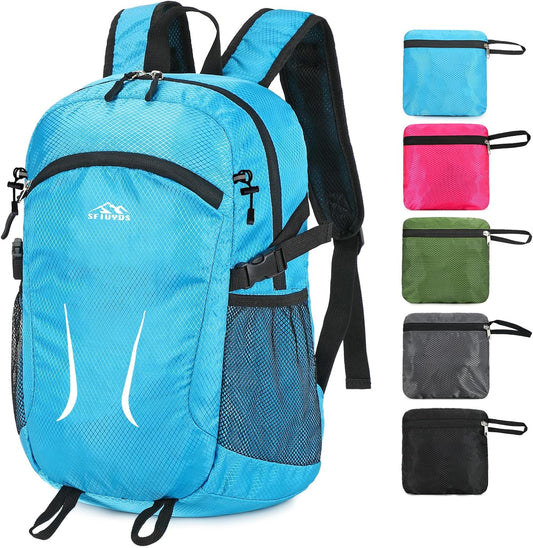 Large Hiking Daypack,30L Waterproof Hiking Backpack Packable Lightweight Travel Day Pack for Women Men (Blue, Large)