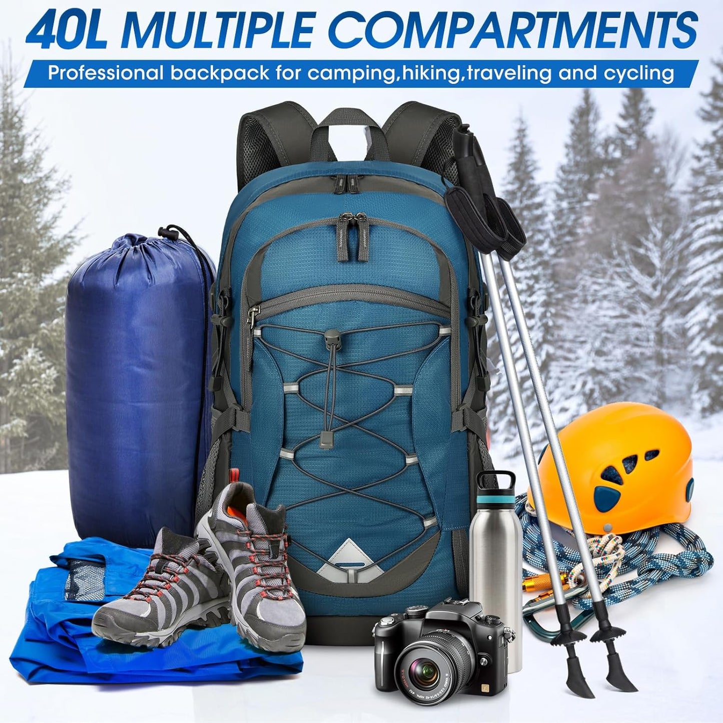 IGOLUMON Hiking Backpack 40L Packable Lightweight Camping Backpack Men Women Waterproof Hiking Daypack Outdoor Travel Daypack