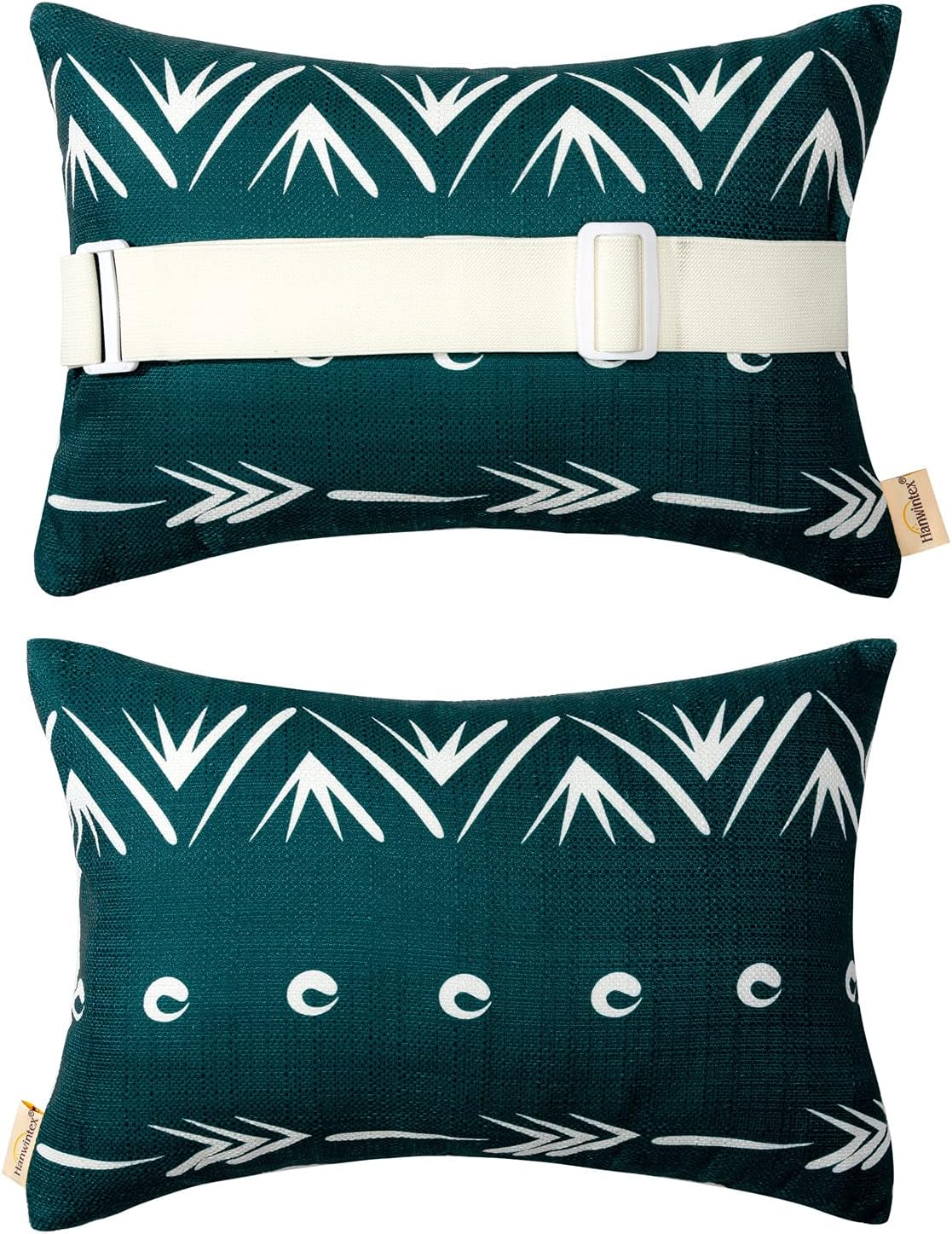 Lounge Chair Head Resting Pillows, Aderonideck Chair Head Waterproof Pillows with Insert Garden Furniture Neck Lumbar Attachment,2Pack 11"*16“