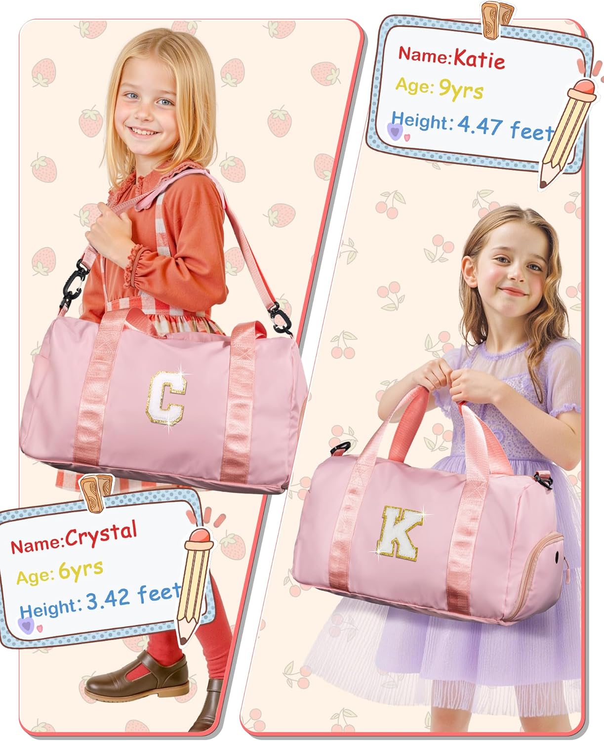 Gifts for Daughter-Girl Gym Bag with Shoe Compartment, Kid Personalized Weekender Ballet Bags, Initial Travel Tote with Makeup Pouch, Gift for Granddaughter Sister Niece (Letter H)