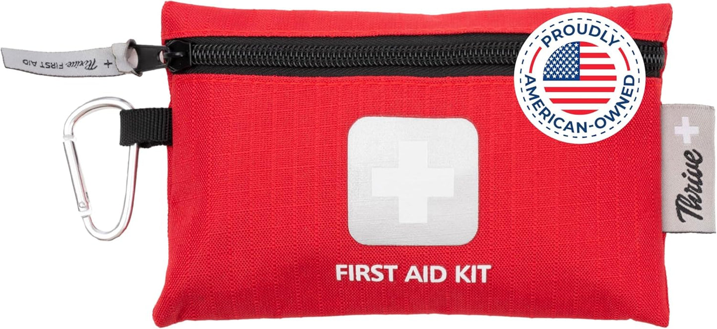 Thrive Mini Travel Emergency Kit - 66 Piece Set, Waterproof Rip-Stop Nylon Pouch for Theme Park Essentials & Travel Safety Products
