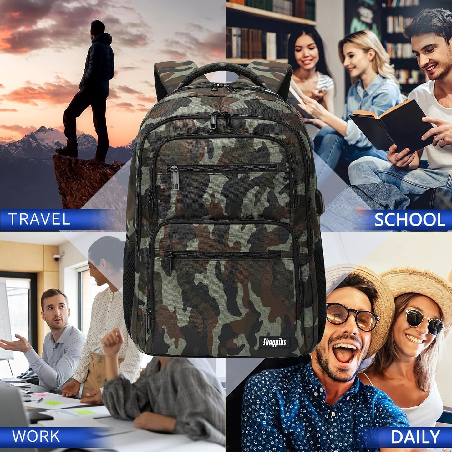 Backpck for Women Men, School backpacks for Girls Teen Boys, 15.6 inch Laptop Back Packs with USB Charger Port, Mochilas for Business, College