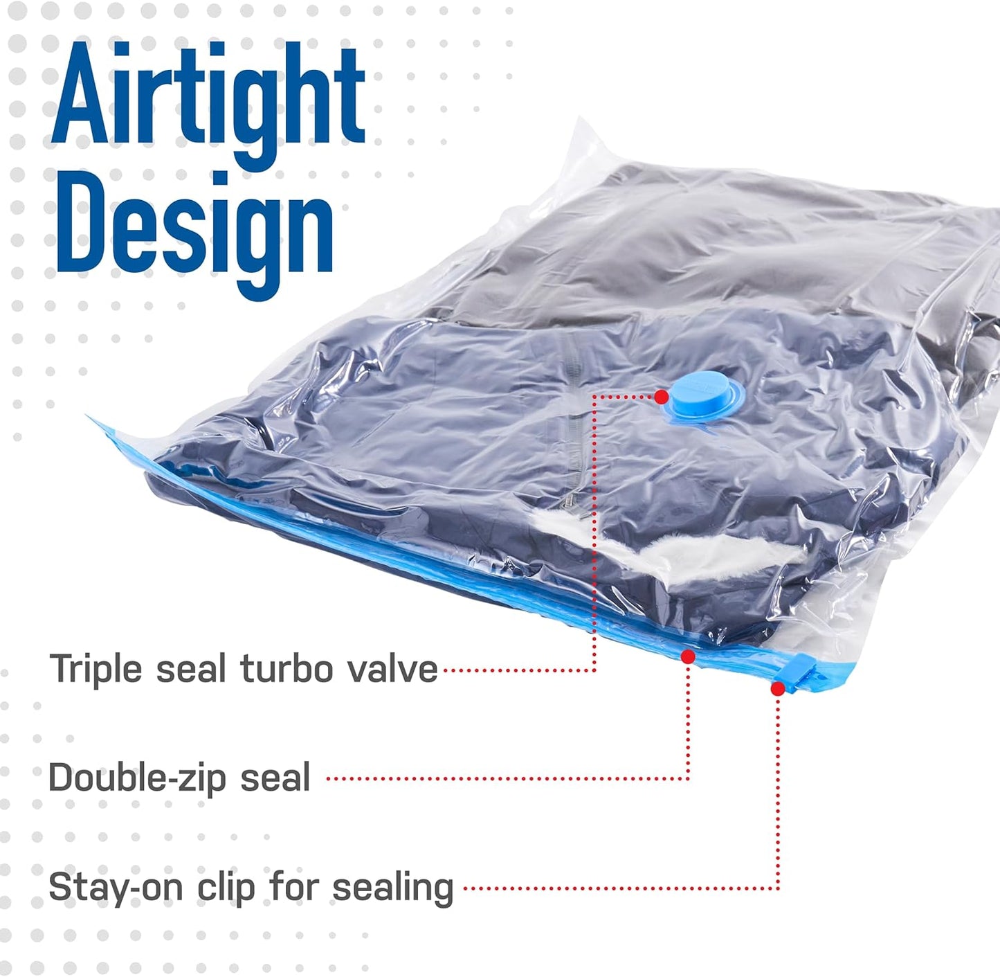 5 Pack Medium Vacuum Storage Bags for Comforters, Blankets & Clothes – Vacuum Sealed Compression Bags with Hand Pump – Space Saver Storage Bags for Bedding, Moving, Travel & Organization