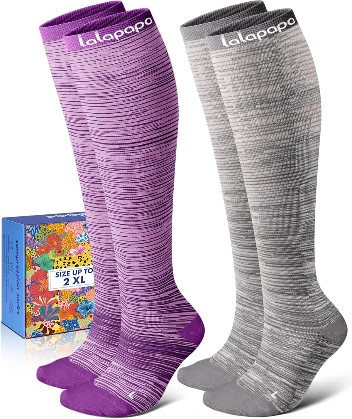 Thick Soft Cotton Compression Socks for Women Men 15-20mmHg Knee High Breathable Cotton Socks for All Day Comfort