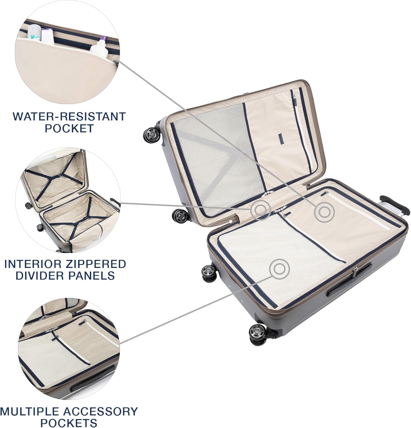 Travelpro Platinum Elite Hardside Expandable Checked Luggage, 8 Wheel Spinner, TSA Lock, Hard Shell Polycarbonate Suitcase, Metallic Sand, Checked Large 28-Inch