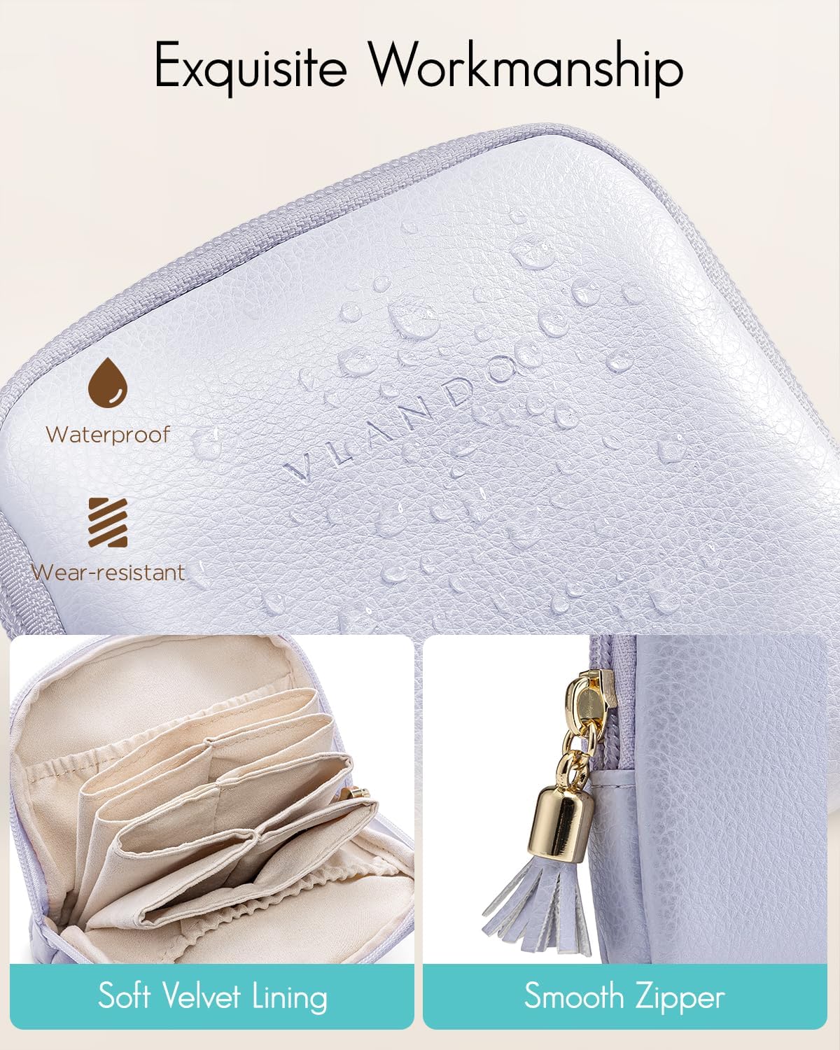 Vlando Small Jewelry Travel Case,Jewelry Pouch Bags with Zipper,Velvet Jewelry Organizer Storage Bag for Bracelet Rings Earring Travel Essentials Gifts for Women Girl-Purple