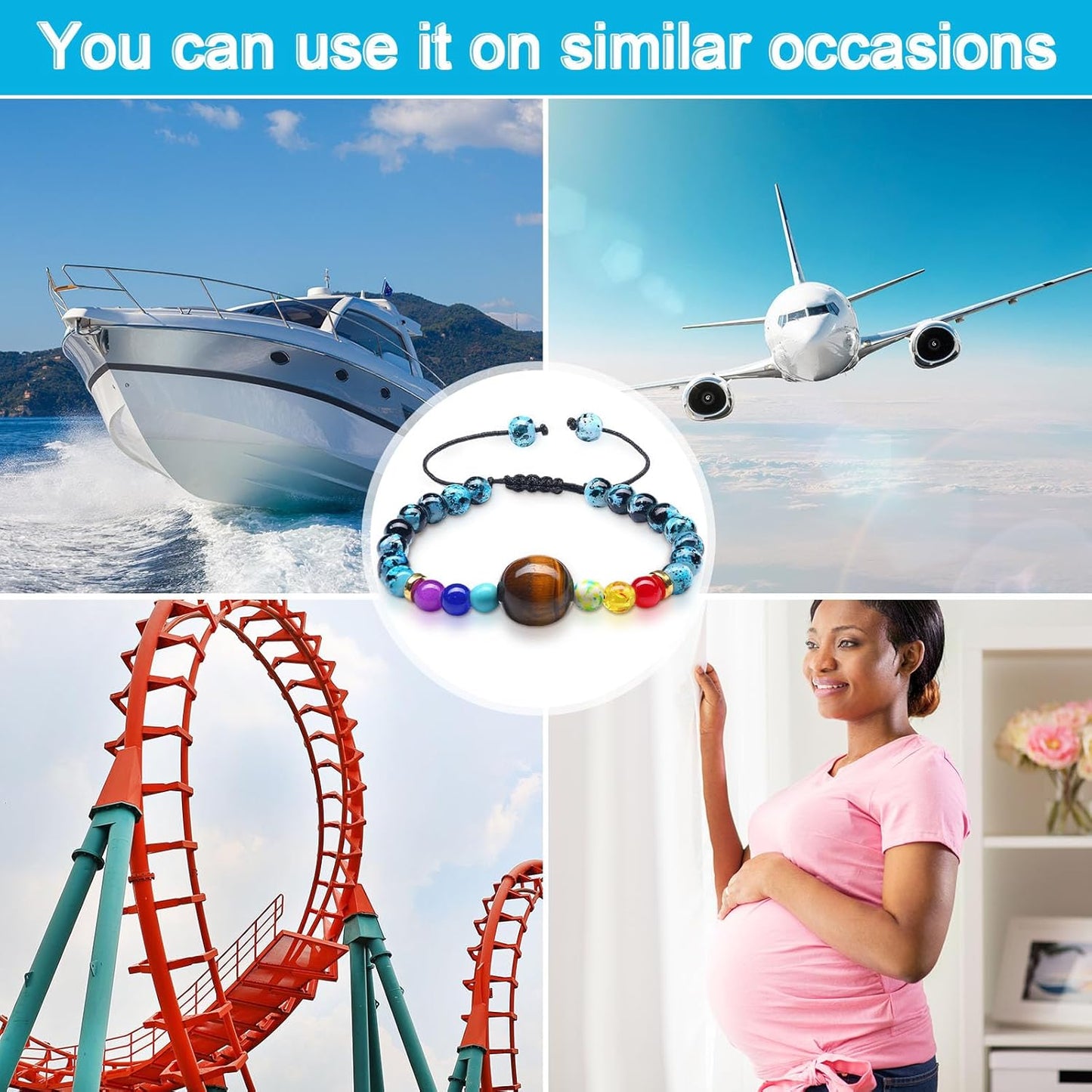 Sureio 6 Pcs Motion Sickness Bands Bracelet Anti Nausea Adjustable Wristband for Cruise Ship Essentials Seasickness Adult