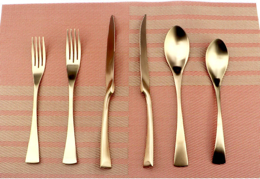 24-Piece Flatware Set,Extra Thick Heavy Duty - 18/10 Stainless Steel Cutlery Sets,High Matte Rose Gold Finish Silverware Flatware Sets Service for 4,Use for Home,Tableware Utensil Sets