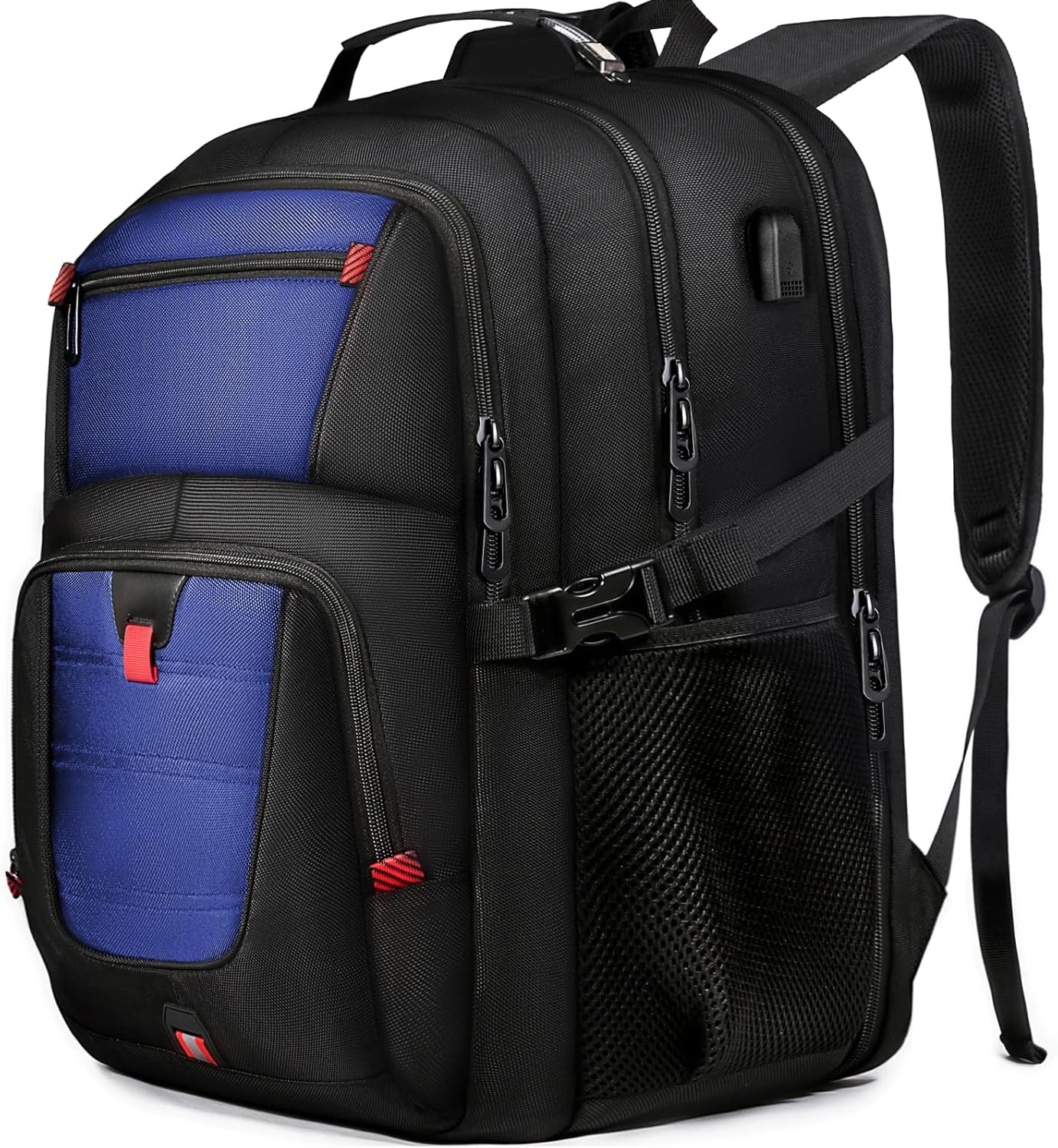 Z-MGKISS Large Travel Backpack for Men, TSA Flight Approved Business Backpack, USB Computer Bagpack Fits 17.3 Inch Laptop, Blue