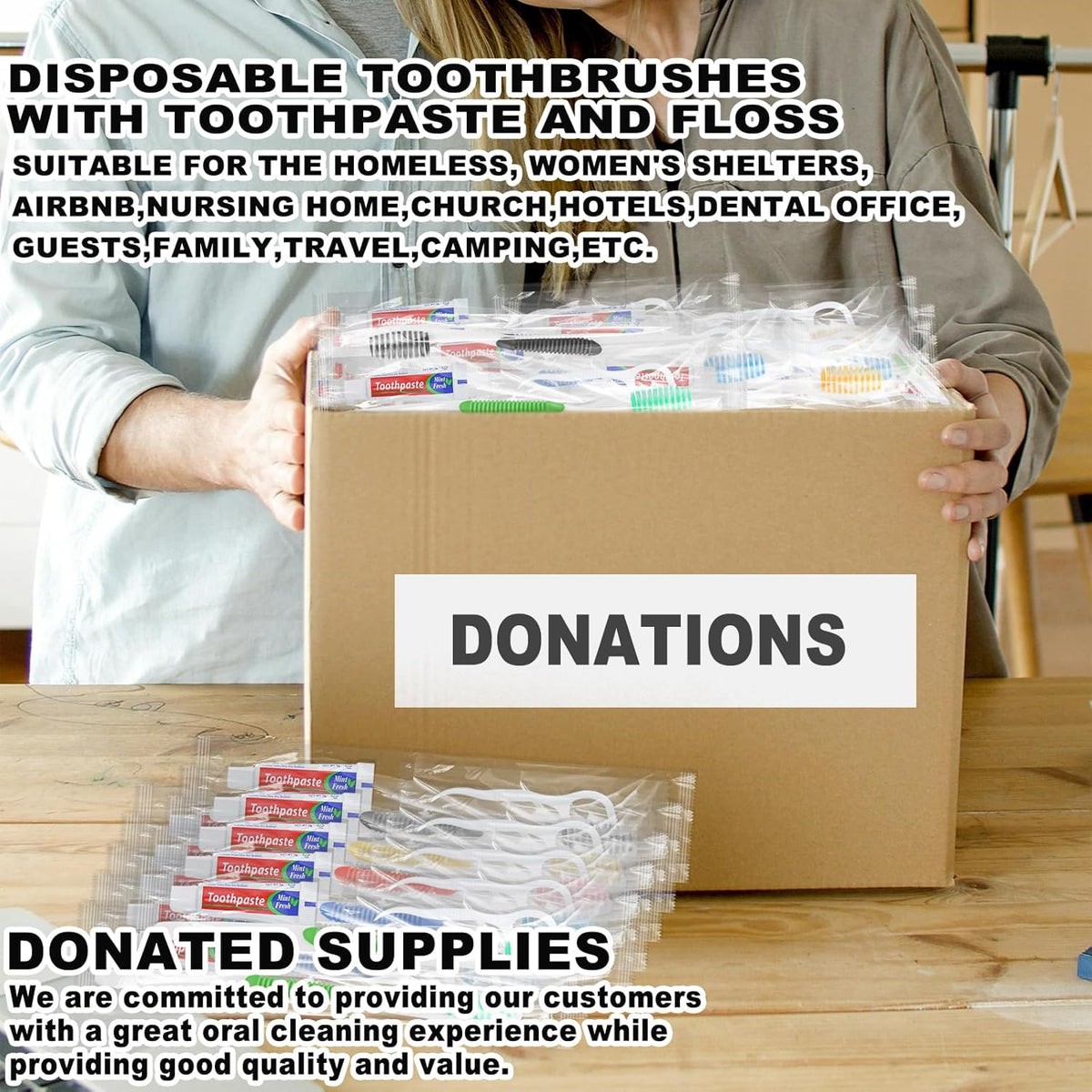 Disposable Toothbrushes with Toothpaste and Floss,50pcs Single Use Individually Wrapped Disposable Travel Toothbrushes and Dental Floss Kit Bulk for Homeless,Airbnb,Dentist,Hotel(5 Colors)