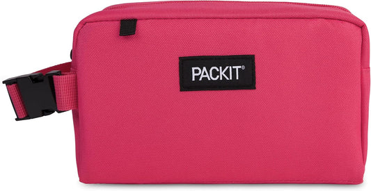 PackIt Freezable Snack Box, Magenta, Built with ECOFREEZE Technology, Collapsible, Reusable, Zip Closure with Buckle Handle, Designed For Work Snacks, Fresh Snacks On the Go, Adults, and All Ages