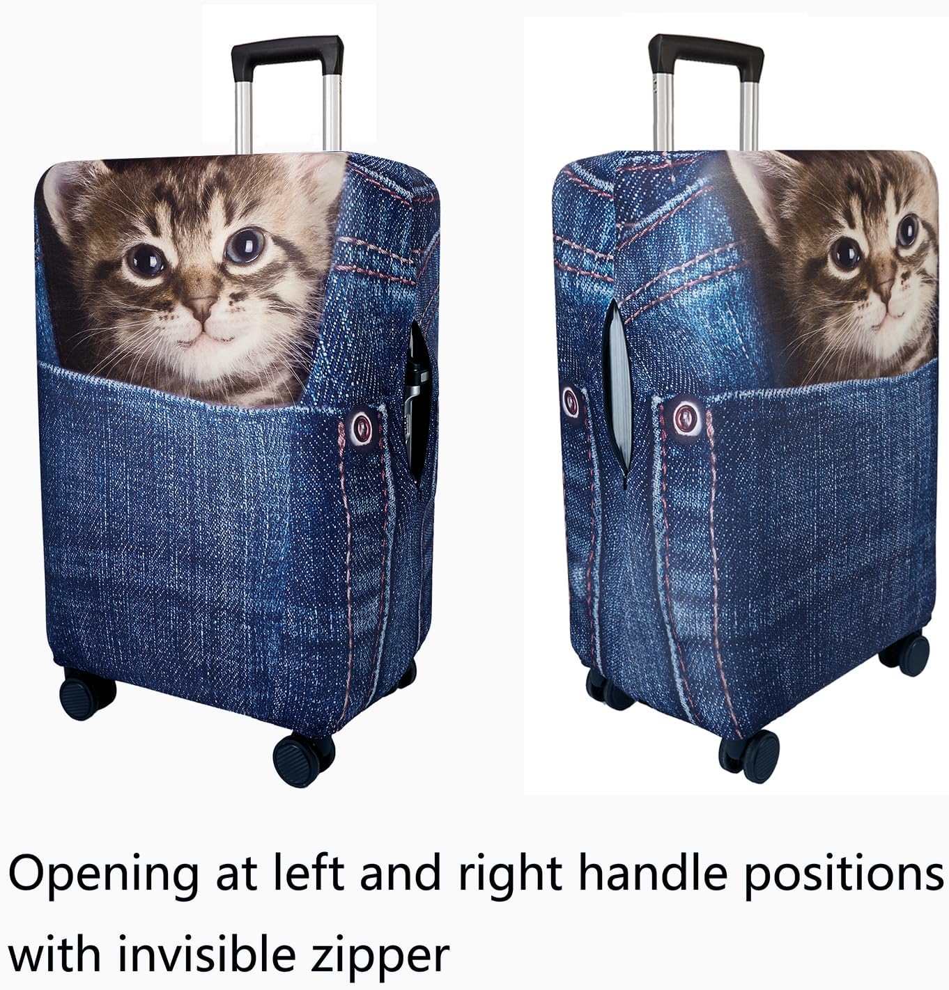WUJIAONIAO Travel Luggage Cover Baggage Suitcase Cover Protector Skins 18-32 Inch (Cat B, S (for 18-20 inch luggage))