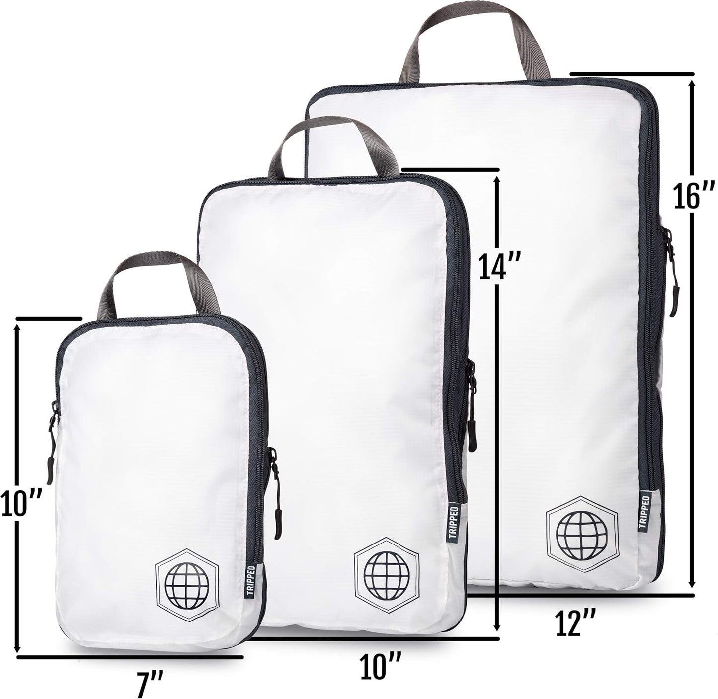 Extra Large Compression Packing Cube 6 Piece Set for Travel and Check Luggage by TRIPPED Travel Gear