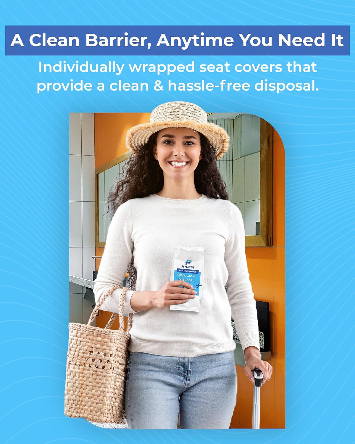 Disposable Toilet Seat Covers for Travel – Waterproof, Tear-Resistant XL Toilet Liners with 2 Layers of Protection – Individually Wrapped Travel Size Toiletries - 40 Count (4 Packs of 10)