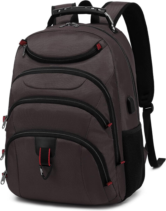Boavan Laptop Backpack for men, 15.6 inch Laptop Bag with USB Port, Waterproof Travel Work Backpack Purse, Anti-Theft Teacher Nurse Doctor Casual Bookbags Office Business backpack,Coffee