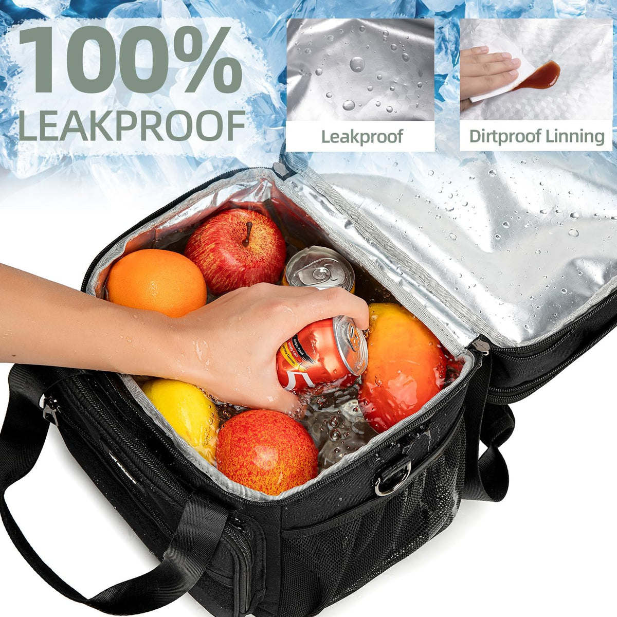 Weitars Lunch Box for Men Women Dual Compartment Lunch Box Heavy Duty Large Insulated Tactical Lunch Bag Durable Cooler Bag With Shoulder Strap for Adults Work Picnic Road Trip