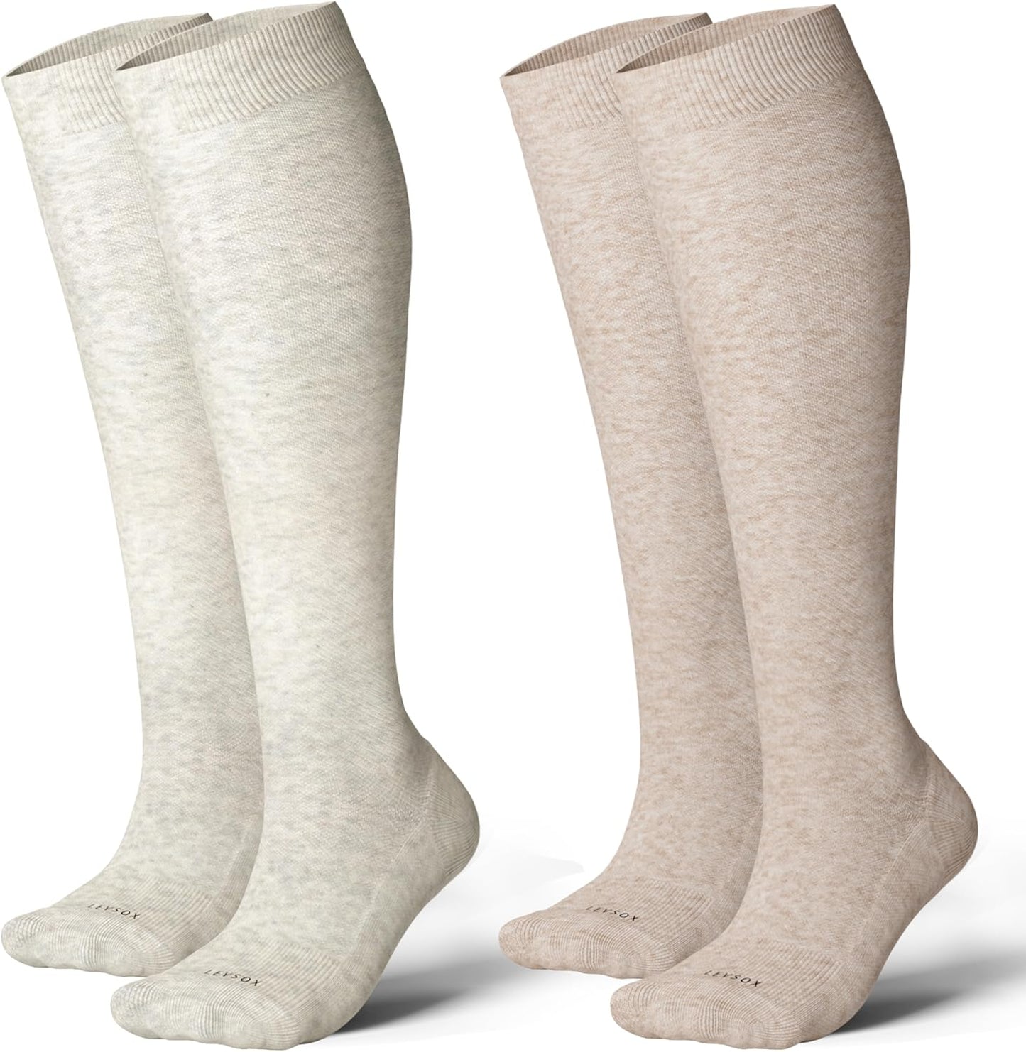 LEVSOX Thick Cotton Compression Socks for Women&Men 20-30mmHg Knee High Cute Support Sock for Nurses, Pregnancy, Travel