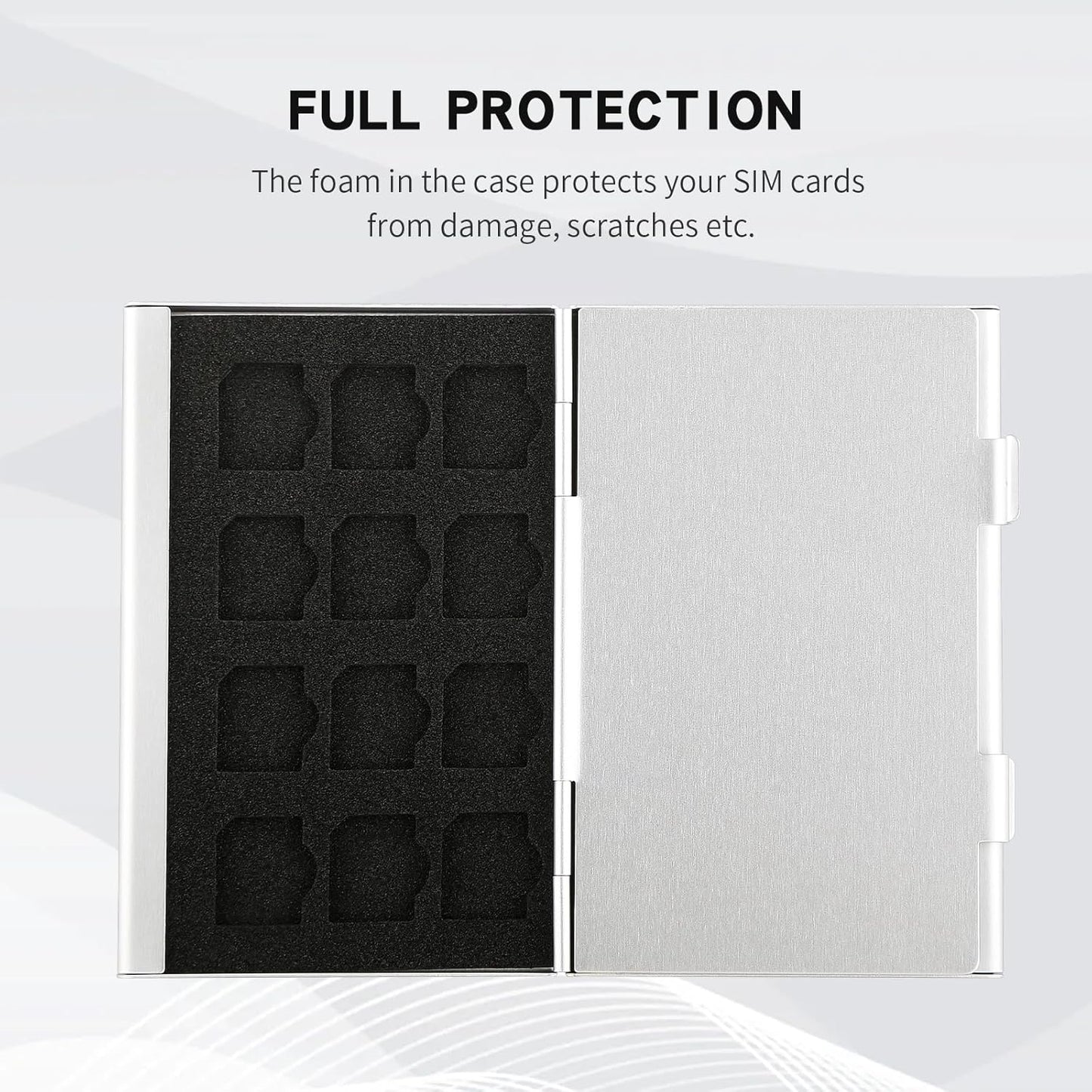 Aluminum SIM Card Case, 24Slots Ultrathin SIM Card Holder, Fit for 24 Micro sim Card, Silver