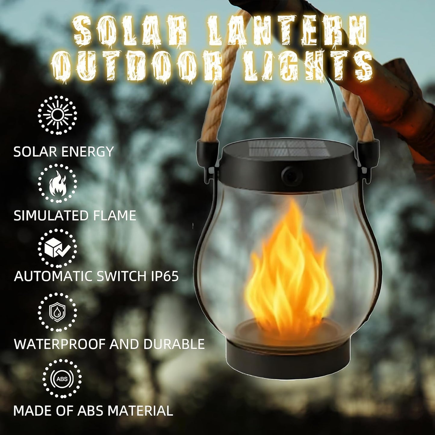 Kaliqo Solar Lantern Outdoor Lights Solar Lantern Waterproof Flickering Flame Hanging Lanterns for Patio Yard Garden Decor (6 Pcs)