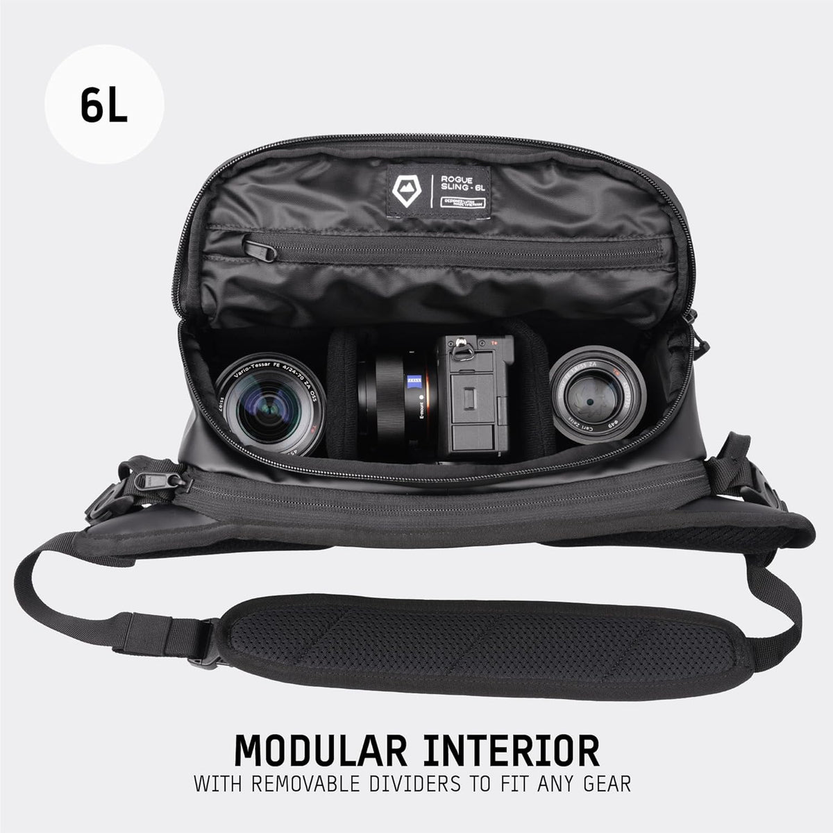 WANDRD ROGUE V1 6L Sling: Compact Camera Sling and Crossbody Bag with Fast Access, 3-Way Carry– Lightweight Everyday Bag Great for Travel, Photography, and Daily Use (Black)