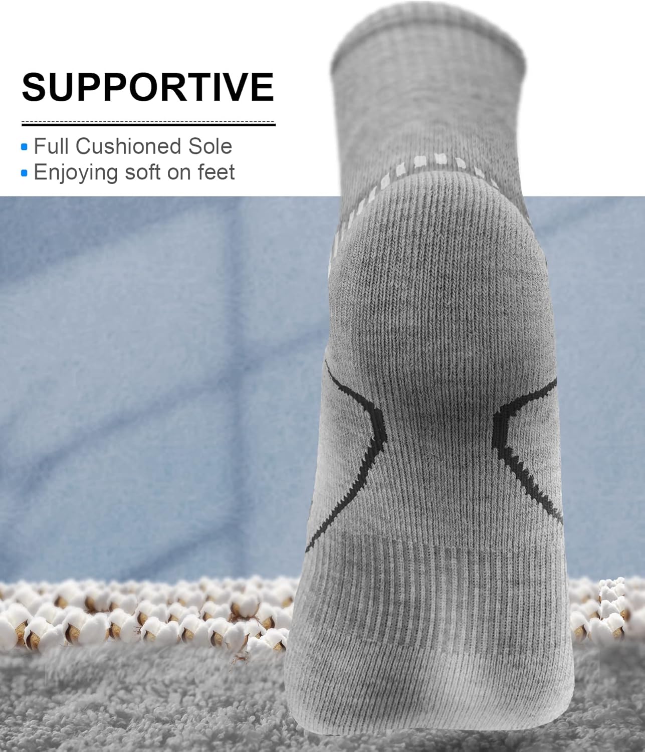 BULLIANT Compression Socks for Men 6Pairs, Athletic Crew Socks Cushioned For Men Sports Running-Arch Support