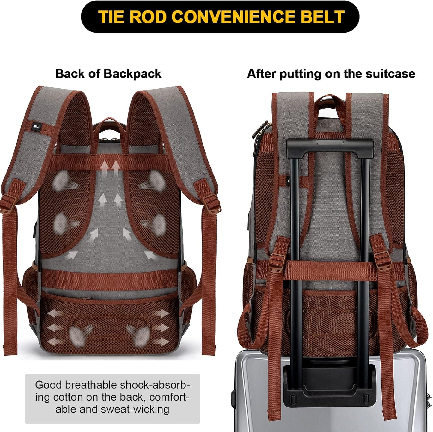 Tzowla Canvas Laptop Backpack, Bag for Men Women,Travel Work Rucksack Fits 17.3 Inch Laptop, Bookbag with USB Charging Port