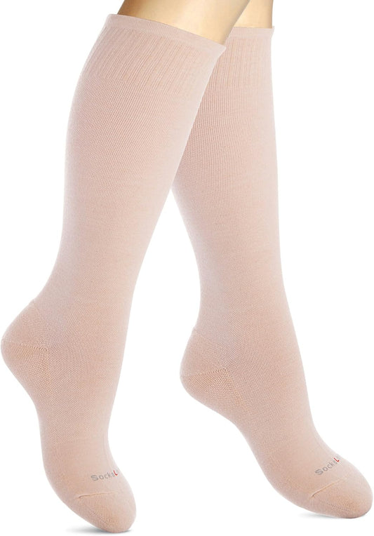Cotton Compression Socks for Women & Men. 15-20 mmHg Support Knee-High Nude X/W