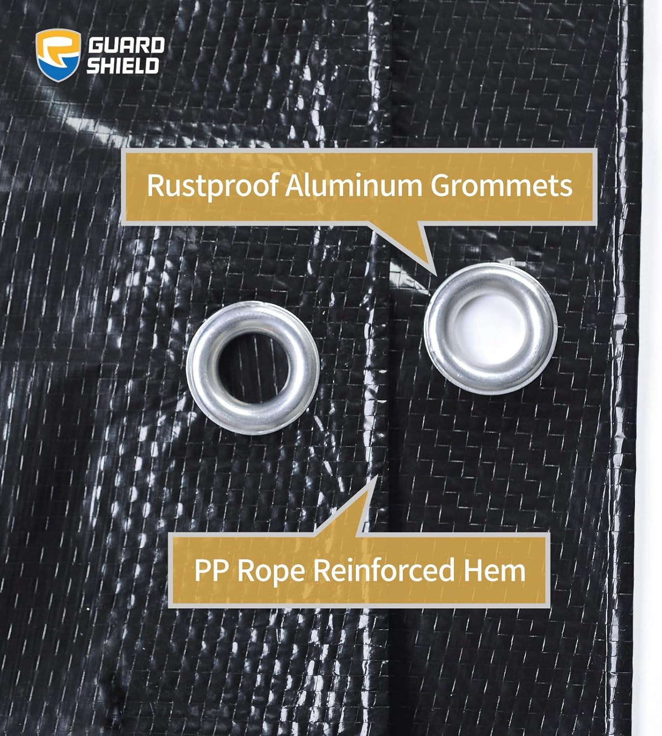 GUARD SHIELD Black Tarp 8x10 Feet Waterproof Tarps Lightweight Camping Tarp Outdoor Multi Purpose Poly Cover 6mil