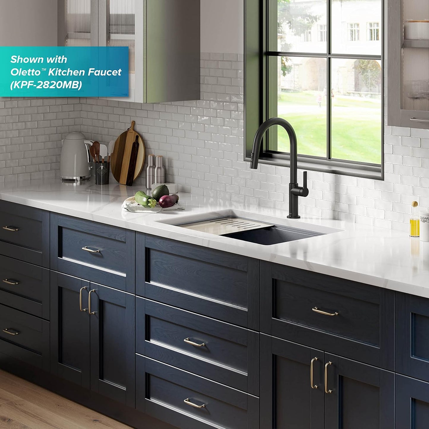 KRAUS Kitchen Sink Bellucci 29” Undermount Workstation Granite, Metallic Gray, Accessories, KGUW2-30MGR