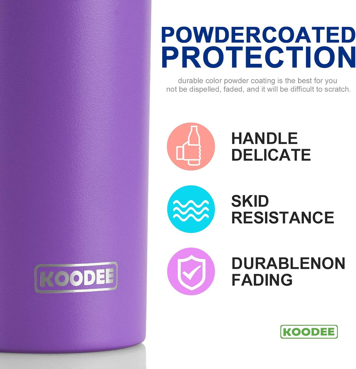 koodee 20 oz Tumbler with Lid and Straw-4 Pack Skinny Tumbler Stainless Steel Double Wall Insulated Coffee Cup (Sky Blue/Pink/Purple/Black