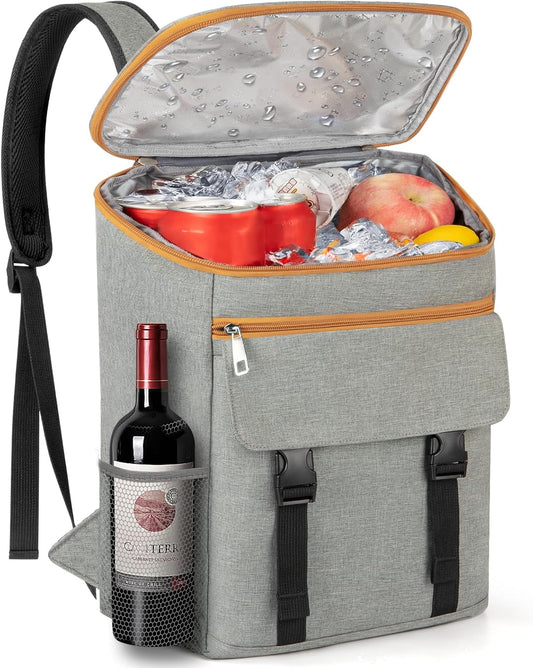 Cooler Backpack Soft Insulated Leak Proof 50 Cans Insulated Backpack Cooler Portable Picnic Camping Beach Hiking BBQ Lunch Backpack for Men and Women - Grey