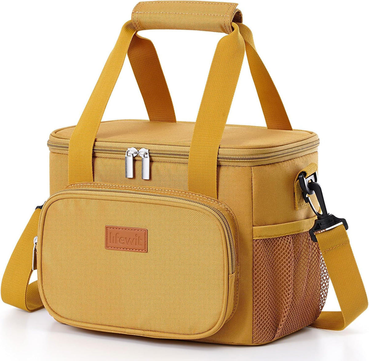 Lifewit Medium Lunch Bag Insulated Lunch Box Soft Cooler Cooling Tote for Adult Men Women, Brown 12-Can (9L)