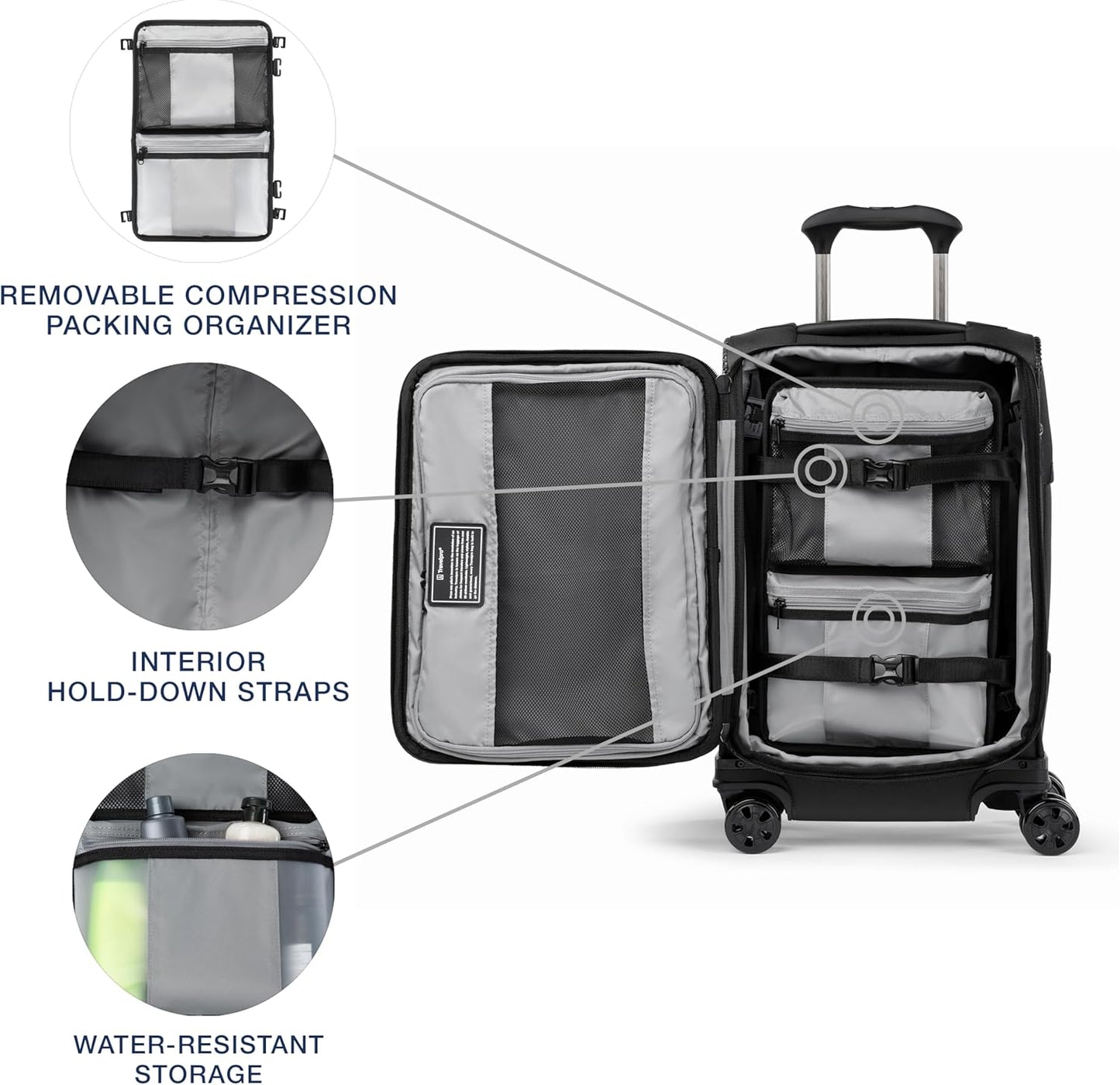 Travelpro Crew Classic Lightweight Softside Expandable Carry on Luggage, 8 Wheel Spinner Suitcase, Men and Women, Carry On 21-Inch, Black