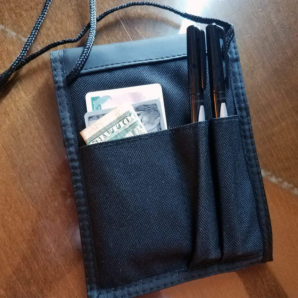 Specialist ID 2 Pack - Travel Passport Wallet - 4 x 3 Display Window - Adjustable Lanyard w/Pen Slots and 3 Pockets for Money, Ticket, Document (Assorted)