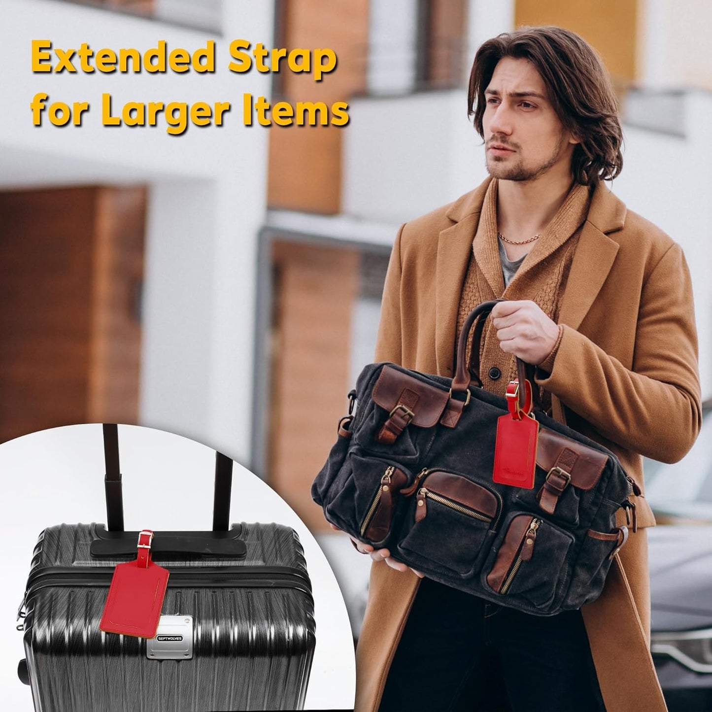 Travelambo Luggage Tags for Suitcases Faux Leather Privacy Protection 20 Pack Bag Tags Travel Accessories Essential, Deep Red