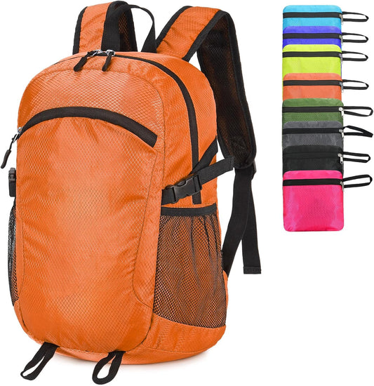 Small Hiking Daypack,15L Water-Resistant Hiking Backpack Packable Lightweight Travel Day Pack for Women Men (Orange, Small)