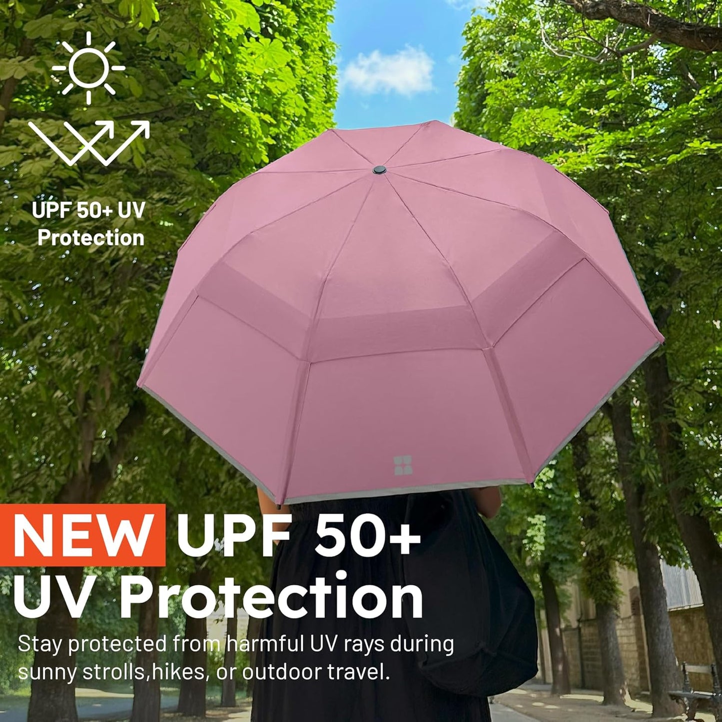 Weatherman Premium Collapsible Travel Umbrella - Windproof, Compact, Easy Auto Open - Resists Up to 55 MPH Winds - Perfect for Rain, Wind, Backpack, Car - Folding Umbrella (Red)