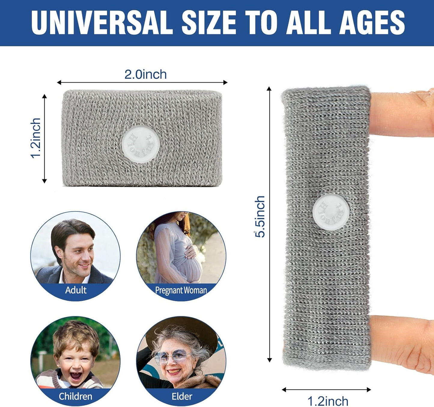 Motion Sickness Bands Anti Nausea Wristband for Adult and Kids Morning Sickness Relief for Pregnant Women Acupressure Nausea Relief for Car, Sea, Air Sickness - 2 Pairs Grey, Grey