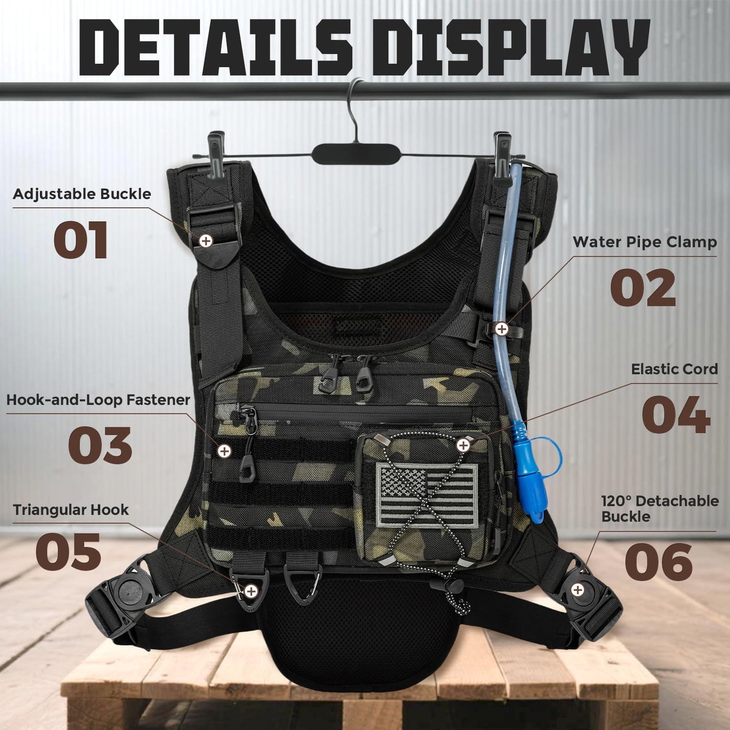 Hydration Vest（The design patent has been granted ）with 2L Water Bladder for Men and Women,Lightweight Adjustable Hydration Backpack,Reflective Running Hydration Chest Bag for Hiking Climbing Cycling