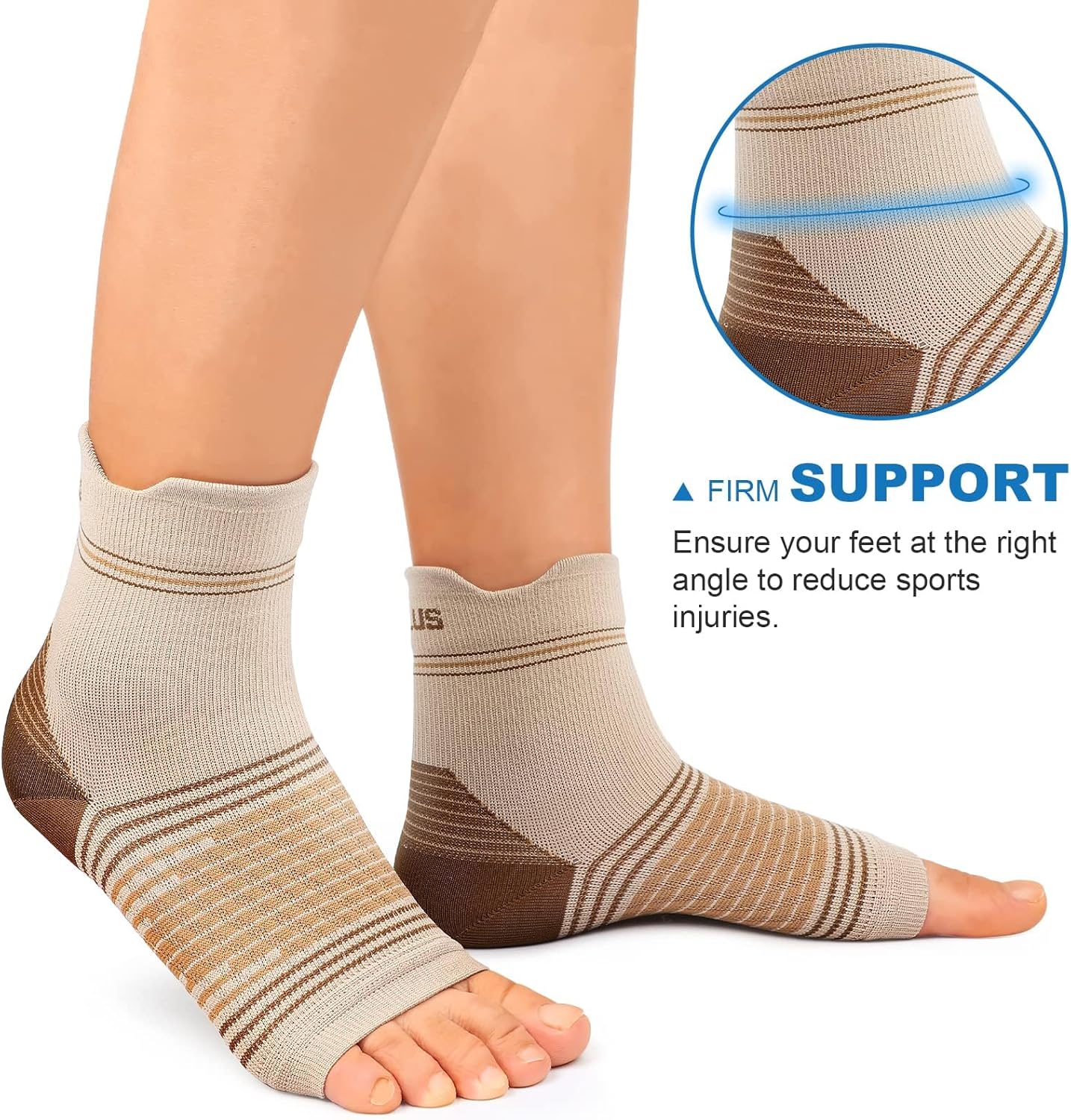Plantar Fasciitis Sock (6 Pairs) for Men and Women, Compression Foot Sleeves with Arch and Ankle Support (Black, Nude, Navy, X-Large)