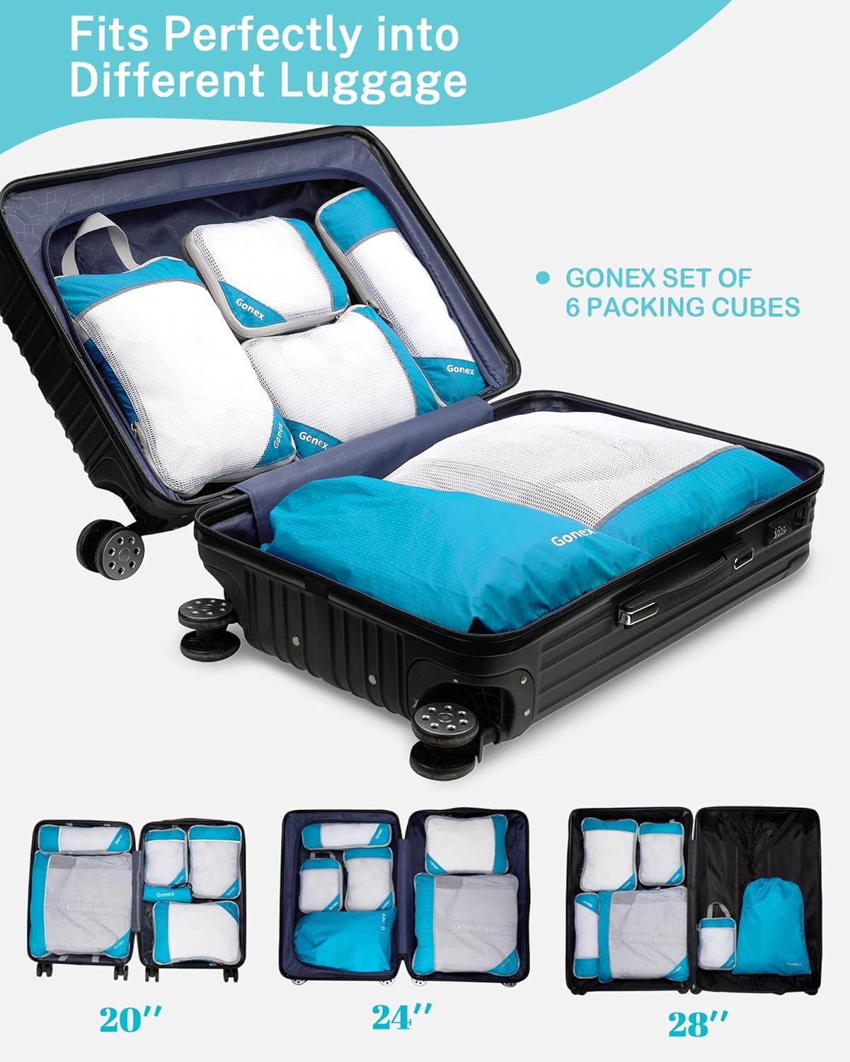 Compression Packing Cubes, Gonex Extensible Storage Mesh Bags Organizers