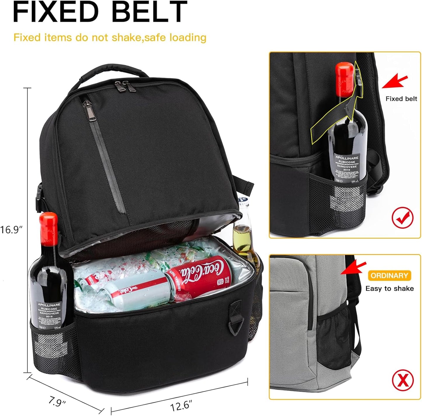 TUGUAN Insulated Cooler Backpack 38 Cans Double Deck Leakproof Lightweight Soft Lunch Backpack Small Cooler Bag Beach Picnic