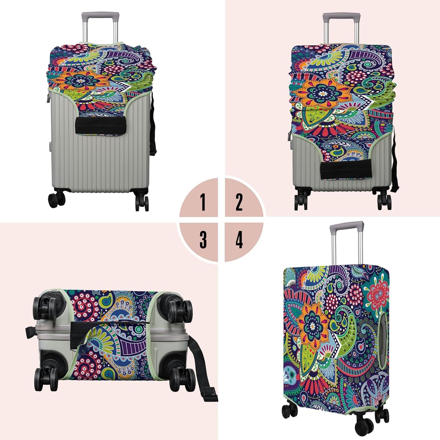Travel Luggage Cover Suitcase Protector Fits 18-32 Inch Wheel Covers PatternedTravel Related Items Flower Luggage Protector Elastic S