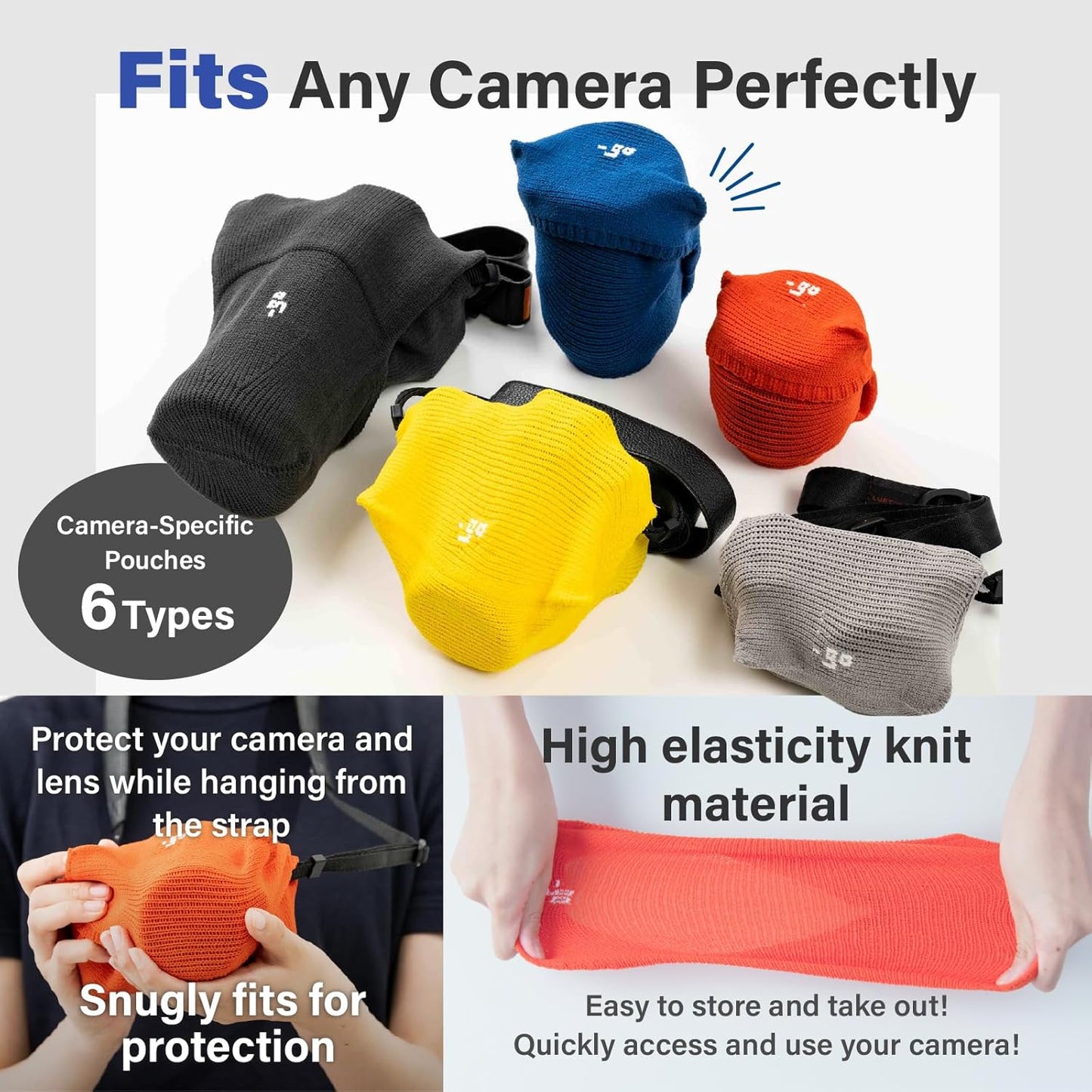 Camera Cover, Square W, Made in Japan, M size, Blue