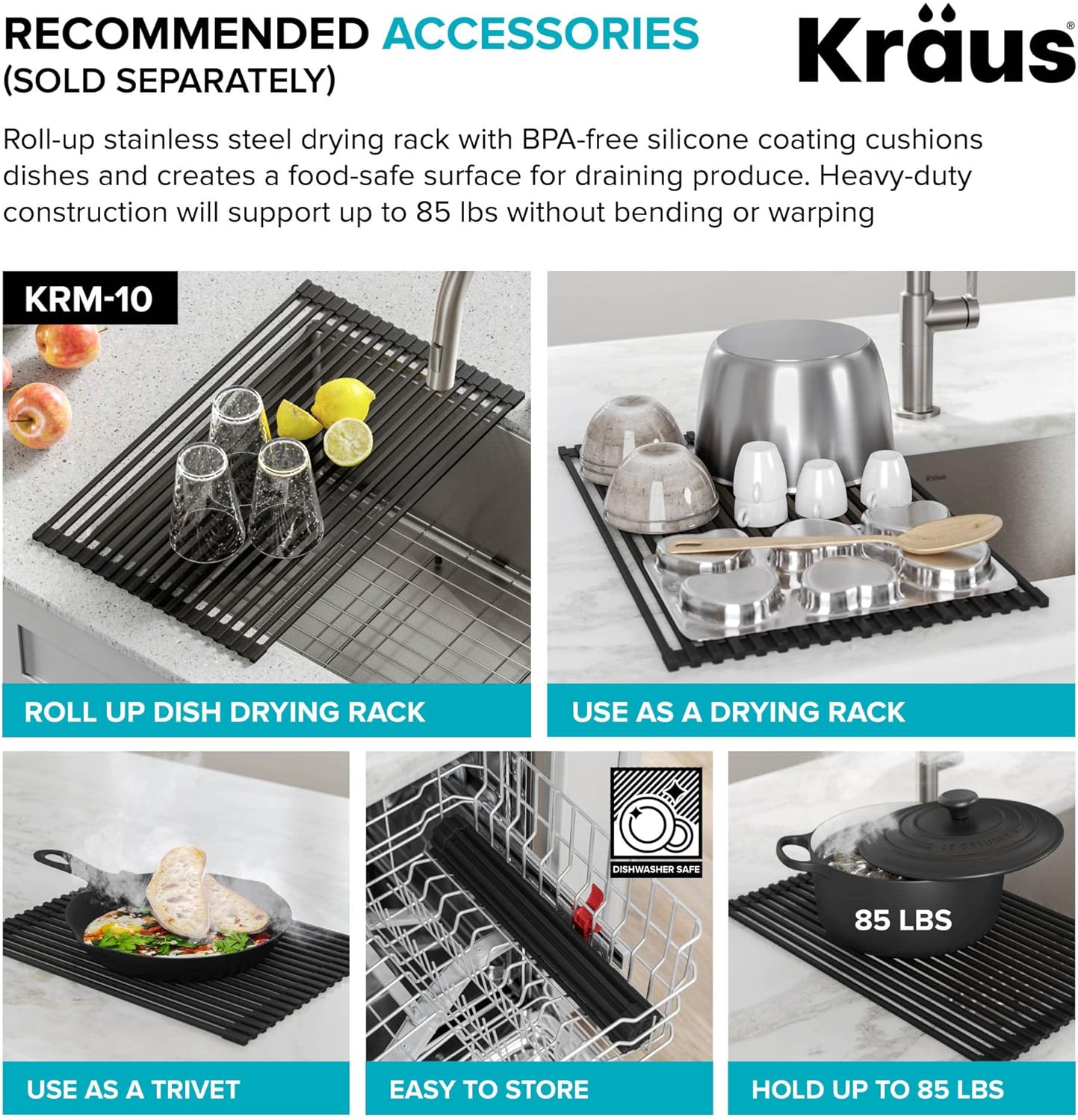 KRAUS Dex 33-Inch Undermount 50/50 Double Bowl TRU16 Gauge Stainless Steel Kitchen Sink with DrainAssure WaterWay and VersiDrain Assembly in Radiant Pearl Finish, KD1UD33B