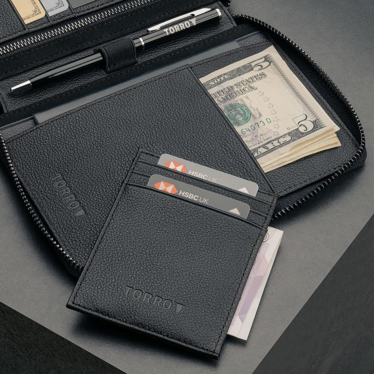 TORRO Travel Wallet – Genuine Leather Travel Organiser with Passport Holder and Detachable Cardholder